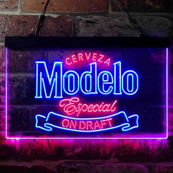 Cerveza Modelo Especial On Draft Dual LED Neon Light Sign